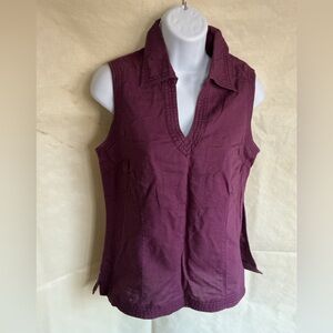 Geoffrey Beene Sport Sleeveless V-Neck Collared Tank in Plum
